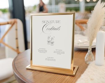 Old Money Cocktail Menu Sign, 8x10 Mocktail Drinks (Editable Template, Digital Download)