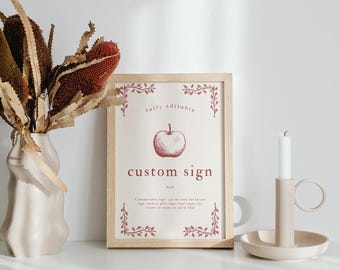 Apple Baby Shower Sign: Fall Theme, DIY Canva Template (Instant Download, 8x10") A6