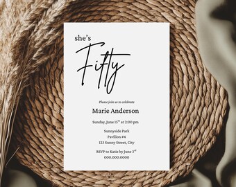 50th Birthday Invitation (Editable Template, Digital Download)