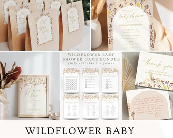 Wildflower Fall Baby Shower Bundle: Floral Invitation, Welcome Sign (Canva Template - Digital Download) A34