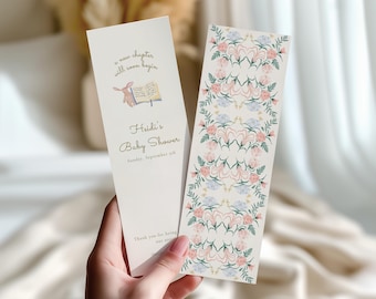 Storybook Baby Shower Bookmarks: Editable Party Favors (Digital Download, 2x6in Template A22 )