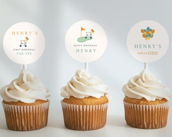 Golf 1st Birthday Cupcake Topper: Hole In One Party (Printable) A25
