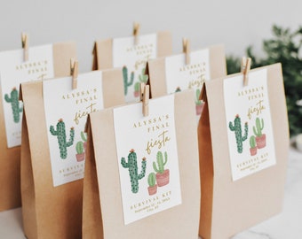 Final Fiesta Bachelorette Party Favor Tags: Cactus Hangover Kit (Digital PDF) A31