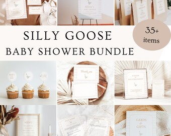 Silly Goose Baby Shower Invite And Games, Decorations Bundle (Editable Templates, Digital Download) A13