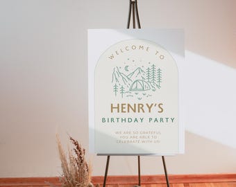 One Happy Camper Birthday Welcome Sign: Editable Canva Template (Digital Download) a1