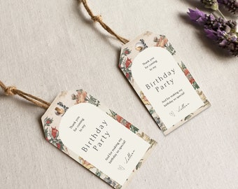 Editable Floral Birthday Favor Tag Template (Instant Download) A33