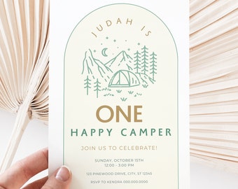 One Happy Camper Birthday Invitation: Camping Theme (Digital Download) a1