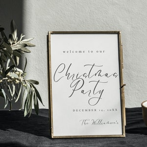 Minimalist Christmas Party Welcome Sign: Printable Holiday Decor (Digital Download) A32