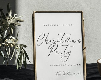 Minimalist Christmas Party Welcome Sign: Printable Holiday Decor (Digital Download) A32