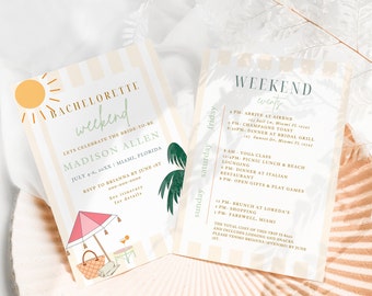 Boho Bachelorette Beach Cruise Invitation & Itinerary (Digital Download)