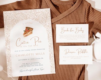 Cutie Pie Baby Shower Invitation Bundle: Fall Theme (Digital Download, Canva Template) A4