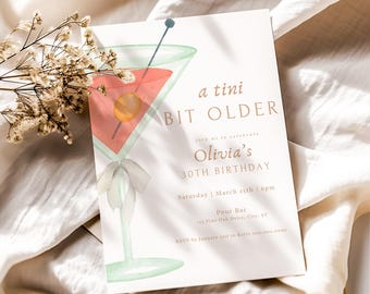 Martini Birthday Invitation: Editable Cocktail Party Template (Instant Download) A16