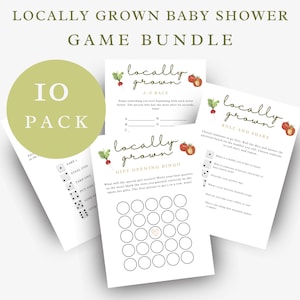 Locally Grown Baby Shower Game Bundle Template | Gender Neutral | Editable Printable | Farmers Market | Organic Baby | 10 Games | BINGO A2