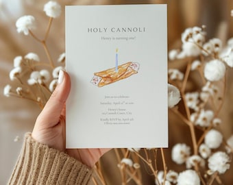 Holy Cannoli First Birthday Invitation (Editable Template, Digital Instant Download)