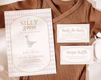 Silly Goose Baby Shower Invitation Bundle: Girl, Books for Baby (Digital Download)