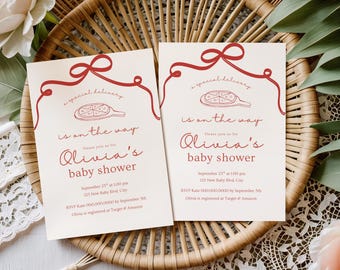Pizza Theme Baby Shower Invitation, Special Delivery Is On The Way, Gender Neutral Party (Editable Template, Digital Download) A38