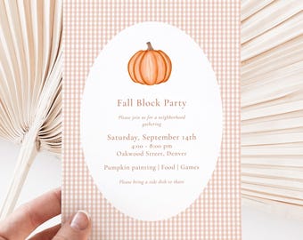Fall Block Party Invitation: Watercolor Autumn Potluck (Editable Template - Digital Download)