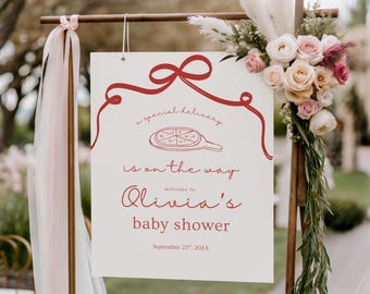 Pizza Baby Shower Welcome Sign, Special Delivery (Editable Template, Digital Download) A38