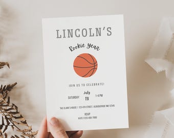 Rookie of The Year Basketball 1st Birthday Invitation: DIY Canva Template (Digital Download)