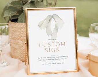 Vintage Bow Baby Shower Sign Template: Editable Canva Design (Digital Download) A14