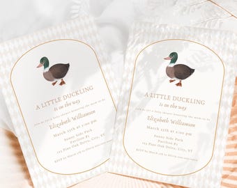 Baby Shower Invitation with Mallard Duck (Editable Template, Digital Download)
