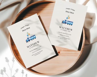 Two Year Old Train Invitation, Chugga Chugga Two Two Boy Birthday (Editable Template, Digital Download)