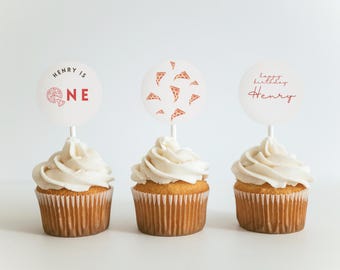 Pizza Birthday Cupcake Toppers: A Slice of Fun (Canva Template - Digital Download) A5