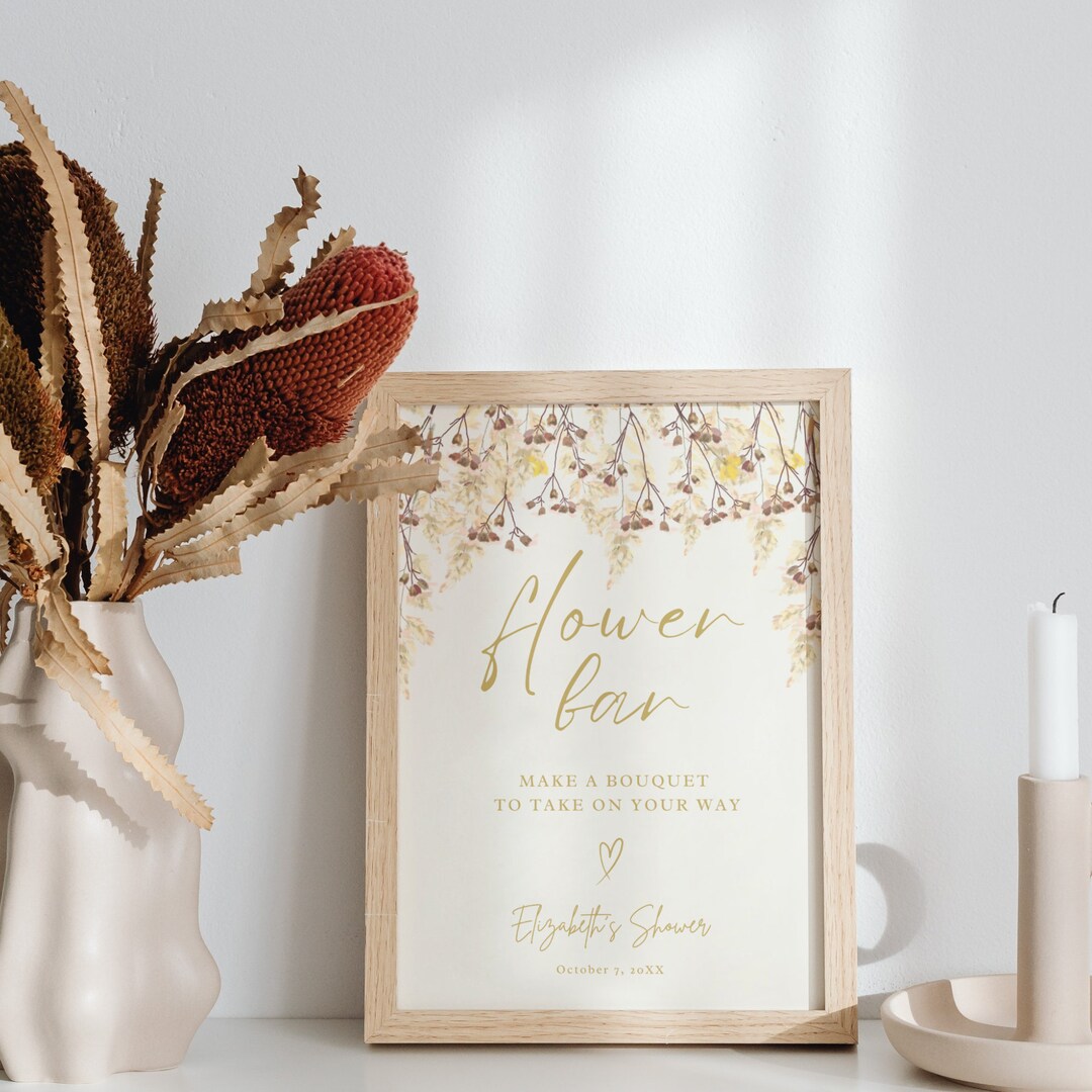 Wildflower Baby Shower Flower Bar Sign Flower Bar Sign Etsy