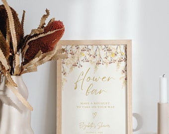 Wildflower Baby Shower Flower Bar Sign: Editable Canva Printable (PDF) A34
