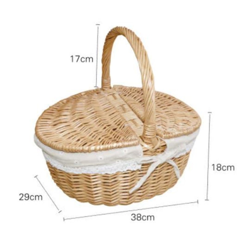 ORGANIC Hand Woven Picnic Basket LARGE With Lid Vintage Picnic Etsy