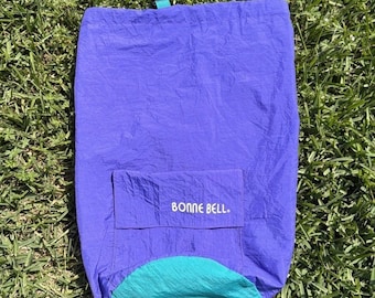 Vintage Bonne Bell Neon Purple & Green Draw Sack Bag