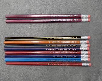 Vintage MLB No. 2 Striped Team Pencils Lot Of 10