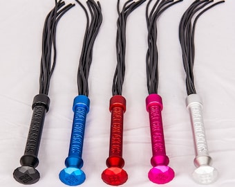 Diamond Dominance Rubber Flogger 2.0 - Anodized Handle - 5 Colours