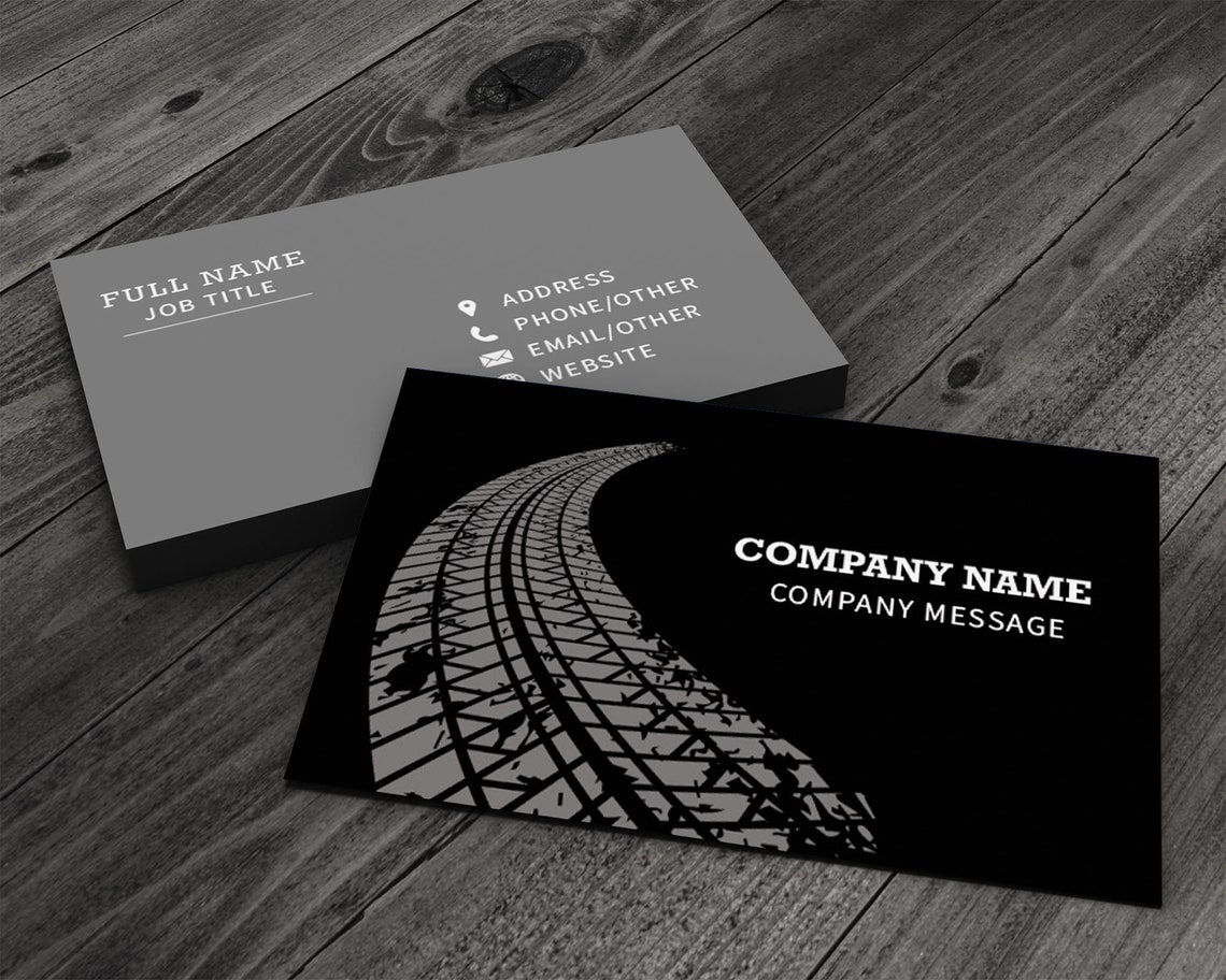 Tire Tracks Premium Business Card, Auto, Manufacturing, Industrial Etsy