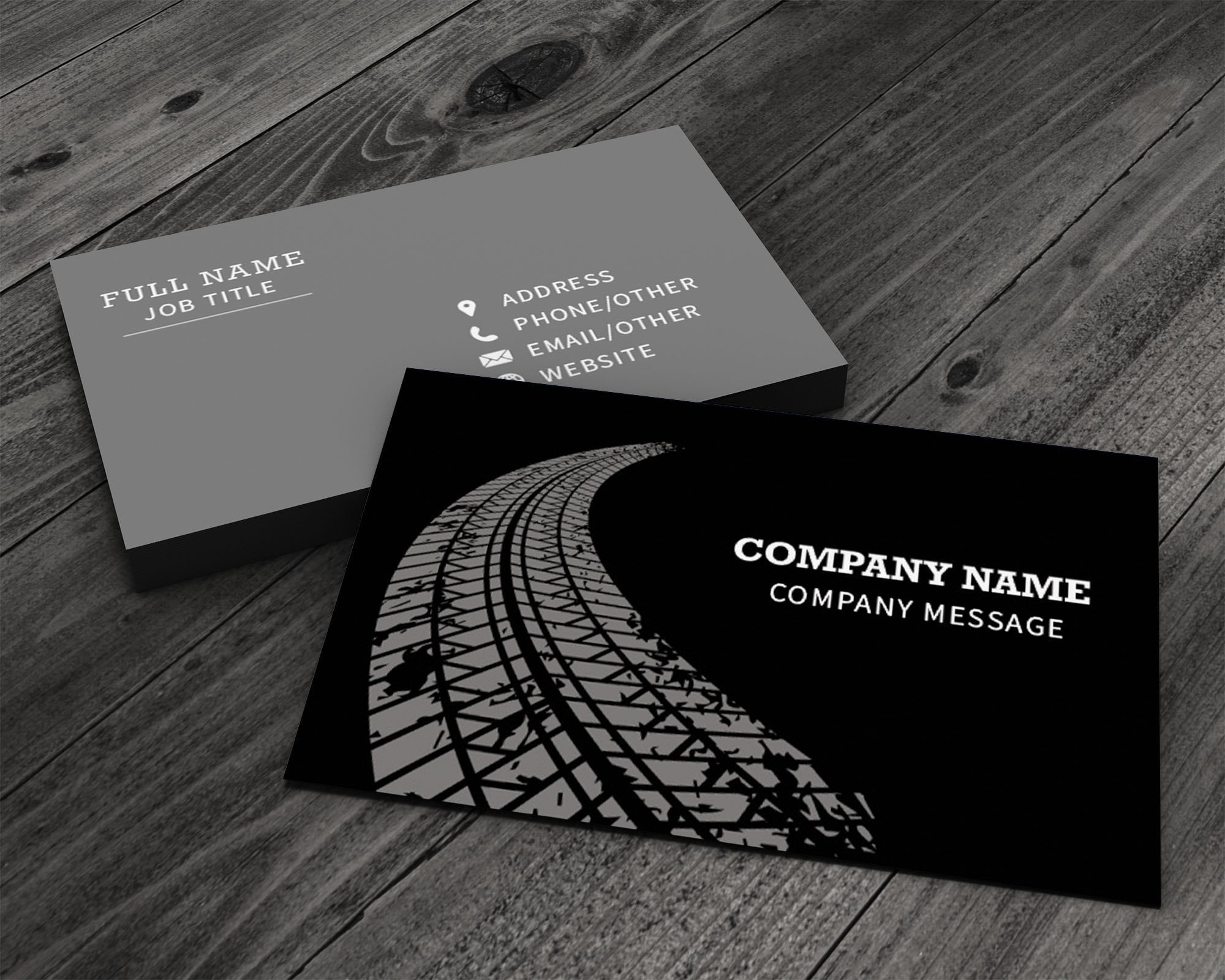 Tire Tracks Premium Business Card, Auto, Manufacturing, Industrial - Etsy