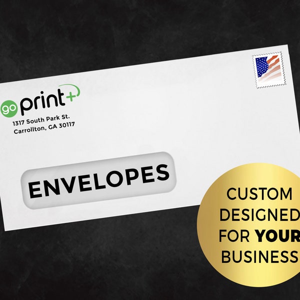 Premium Printed #10 White Envelopes For Any Business QTY 500, Custom Return Address with Company Name or Logo