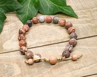 Sunstone Bracelet, "Kindness" (Sunstone, Jasper & Rosewood) Mala Bracelet, Wrist Mala, Hand-knotted Gemstone Meditation Bracelet