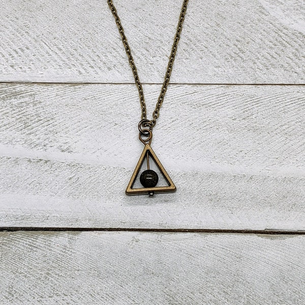 Harry Potter Jewelry, Deathly Hallows Necklace, Gemstone Jewelry, Destiny Pendant Necklace