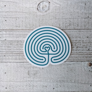 Walking Labyrinth Sticker, Heart Labyrinth, Mindfulness Sticker, Classical Cretan Labyrinth, 7- Circuit Path, Finger Labyrinth, Gift idea