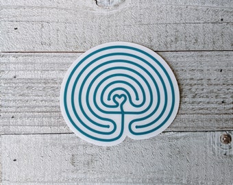 Mindfulness Sticker, Classical Cretan Labyrinth, Heart Labyrinth, 7- Circuit Path, Meditation & Yoga art, Finger Labyrinth, Gift idea