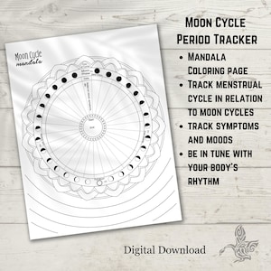 Moon Cycle Chart Mandala Menstrual Cycle Tracker Printable Tracking Page for Period Charting