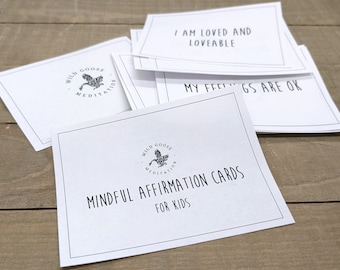 Kid’s Mindful Affirmation Cards, Mantra Flash Cards for Children, Positive Affirmations for Tweens & Teens, downloadable PDF, great DIY gift