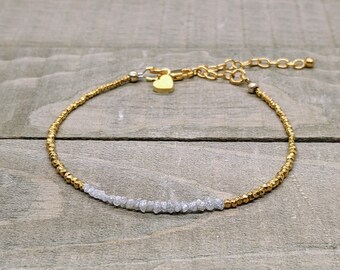 Rough Diamond Bracelet: 24K Gold Vermeil Style Beaded Jewelry