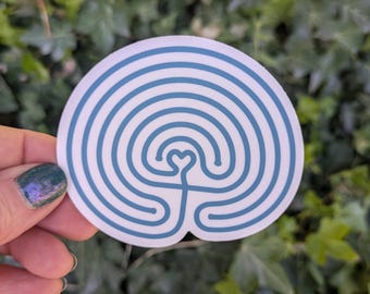 Heart Labyrinth Sticker: Boho Mindfulness Vinyl Label