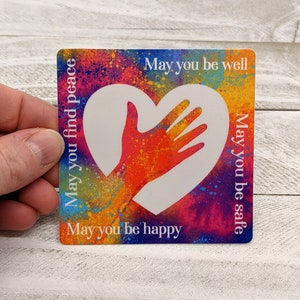 Meditation Sticker, Lovingkindness Sticker, Metta, Vinyl Yoga Sticker, Tie Dye, Spread Love, Laptop Sticker, Mantra sticker