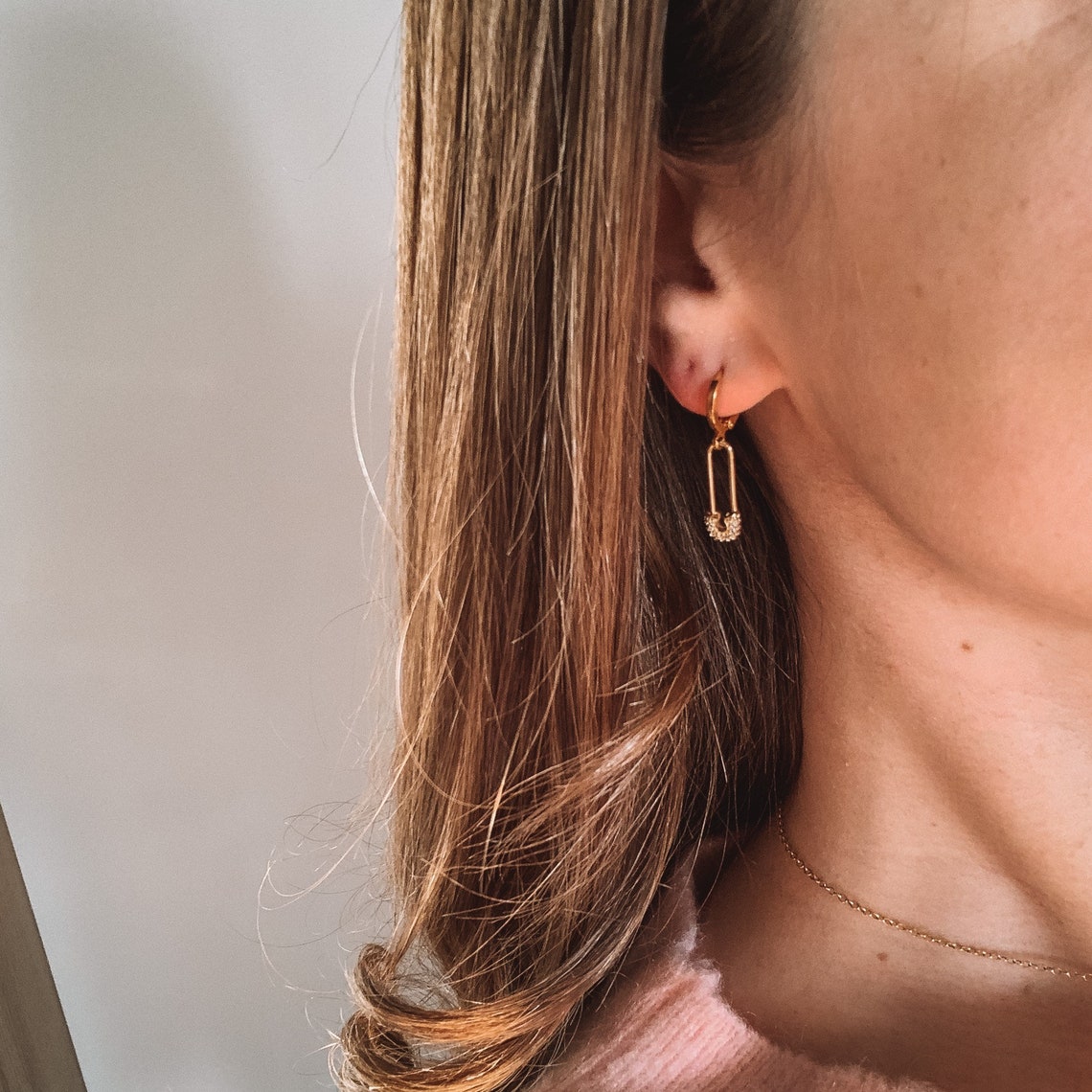 Pin sleeping earrings with zircon crystal Etsy