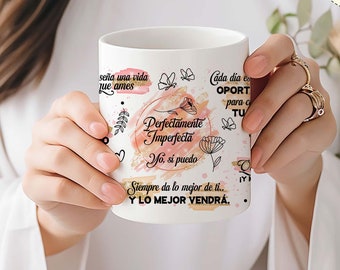 Spanish Motivational Mug Sublimation Design: Self Love Affirmations (PNG)