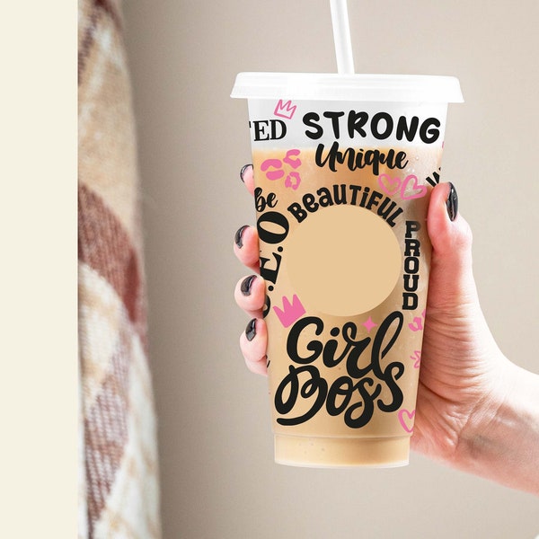 Girl Boss SVG 24 oz Cold Cup Svg Business owner Coffee Cup Svg Empowered Women Svg Mom Wife Boss Svg CEO Svg Boss Lady Svg cutfiles