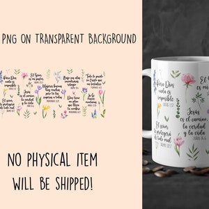 May include: A set of 12 digital watercolor floral designs featuring Spanish bible verses. Each design includes a floral arrangement with a different verse in Spanish. The verses are: "Para Dios nada es imposible", "El Se&ntilde;or es mi pastor", "Mujeres buenas hay muchas, pero la que supera a todas", "Bajo sus alas encontraras refugio", "Todo lo puedo en Cristo que me fortalece", "Dios tiene un plan que llora tu nombre", "Yo le mueve monta&ntilde;as", "El Se&ntilde;or te proteger&aacute; de todo mal", "Jes&uacute;s es el camino, la verdad y la vida", "El Se&ntilde;or es mi pastor", "Mujeres buenas hay muchas, pero la que supera a todas", "El Se&ntilde;or te proteger&aacute; de todo mal".
