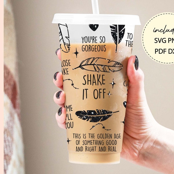 Taylor Swift SVG Cold Cup 24oz Wrap, NO HOLE Cold Cup Affirmations Svg, Motivational Quote Coffee Cup, Inspirational Svg